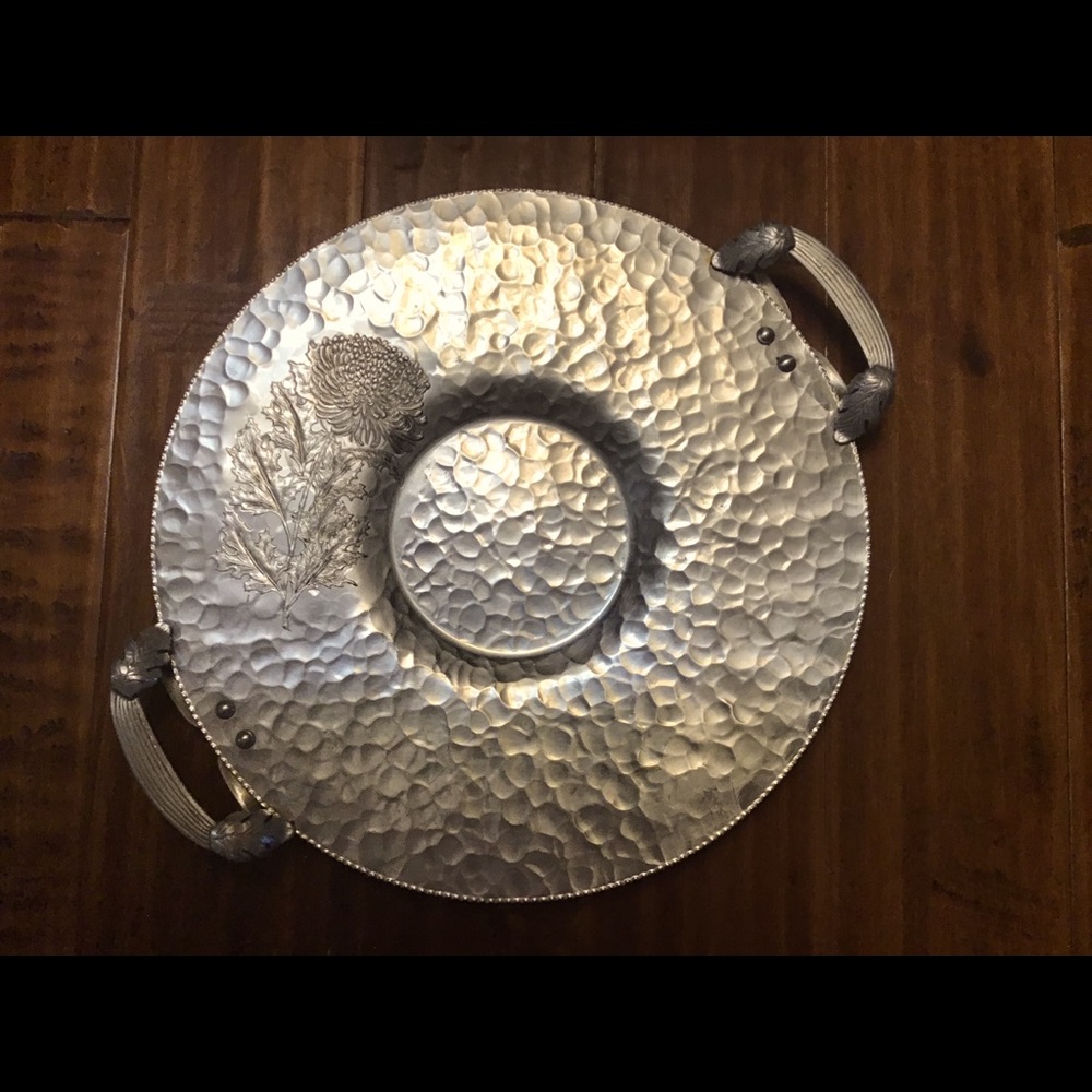 MODERN HAMMERED ALUMINUM TRAY SIGNED